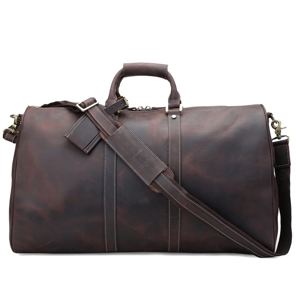 Full Grain Leather Duffel Weekender Duffle Bag - Picture 7 of 13